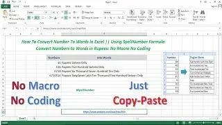 Convert Number To Words in Excel || Convert Numbers to Words in Rupees: No Macro No Coding