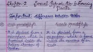 Chapter-2 Sexual Reproduction in Flowering Plants | Important difference between tables