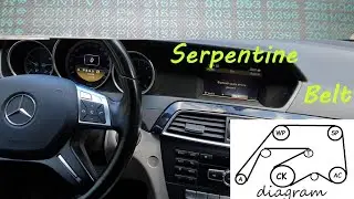 W204 Mercedes C180 CDI Serpentine Belt Replacement  diagram