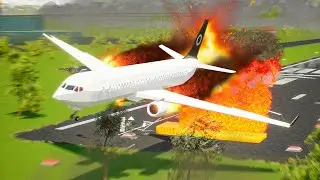 GIANT FIREWALL vs PLANES - Airplane Crash in BRICK RIGS