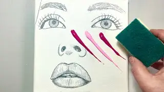 Abstract Portrait in Reds / Acrylic Portrait Painting Technique