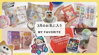 3月のお気に入り｜サンリオ刺繍缶バッジビスケットや新作ガチャ開封！むにゅなどなど！Nintendo TOKYO・抹茶パフェ！懐かしくてかわいいものいっぱい💓