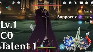 Rosaria Lv.1 C0 Talent 1 VS Childe