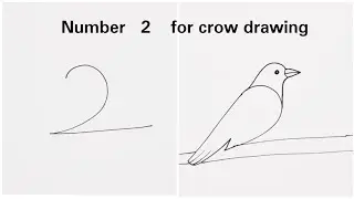 how to draw crow drawing in 2 number easy step for beginners