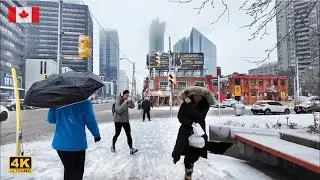 Toronto Canada Snow Walk 4K Yonge Street in North York