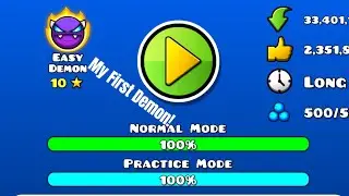 Beating A Demon For The First Time Ever! (Geometry Dash ISpyWithMyLittleEye 100% Completed