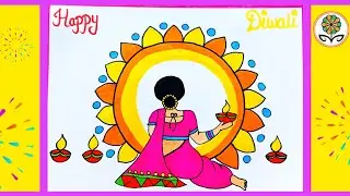 Beautiful Diwali Drawing Easy/ Diwali Festival Scenery Drawing Easy / beautiful drawing