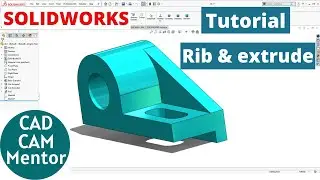 How to make Rib in solidworks | solidworks rib & extrude feature |  solidworks tutorial for beginner