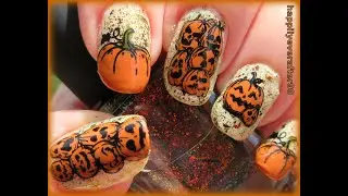 Pumpkin Patch Nail Art Stamping using Maniology M520 #nailart #nailstamping