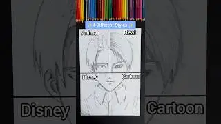 I tried to draw in 4 different styles #shorts #draw #drawing #anime #animeshorts #levi