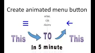 Menu bar animated button | navbar animated button | using HTML CSS and Jquery