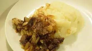 Mashed Potatoes Recipe - How to Make Mashed Potatoes with Fried Beef Meat & Onions from Scratch