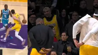 LeBron and Anthony Davis in sync reaction to Austin Reaves behind the back layup 😂