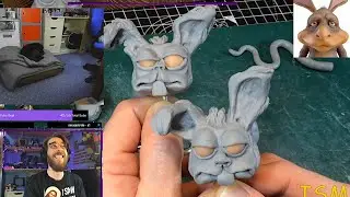 Ugly Bunny Sculpting - Adding fur texture - Twitch stream