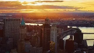 1 min of New York Morning Golden Hour from Helicopter - Doors-Off