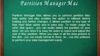 Partition Manager Mac To Create , Resize and Mac System