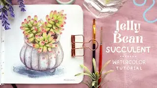 Jelly Bean Succulent: Watercolor Tutorial