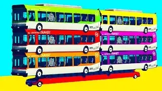 COLOR BUS on Long Cars Cartoon for kids with Nursery Rhymes!