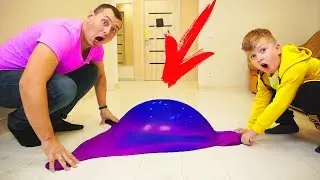 Папу ЧУТЬ не СЛОПАЛ ГИГАНТСКИЙ ЛИЗУН для детей!!! GIANT SLIME Challenge For Kids