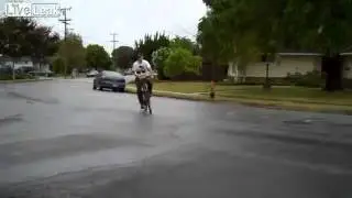 Grandpa with big horns on a bicycle   WTF