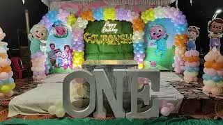 cocomelon theme decoration ideas indore City gouransh first birthday decoration 7415389060