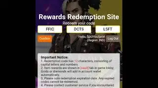 Free fire redeem code today : FFICDCTSL5FT