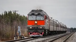 ТЭП70-0432 с поездом №53Я Сыктывкар - Усинск летит по перегону Тобысь - Ярега
