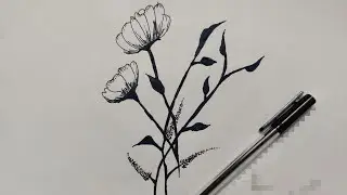 Flower drawing.. Scribble drawing by a Scribbling Heart, easy and simple for beginners, art for kids