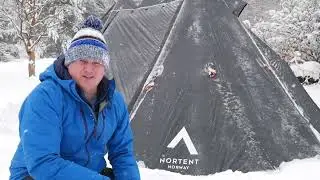 Nortent Koie 7 Hot Tent, Comfortable Camping in a Winter Storm