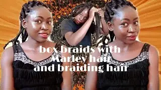 Box braids using Marley hair mixed with braiding hair//cheap and easy hairstyle//crilz mashauri
