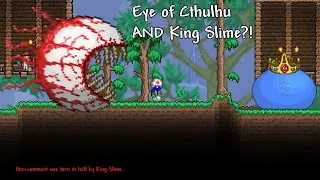 Fighting TWO BOSSES in our world! - Terraria