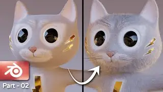 Creating Realistic Hair and Fur for a 3D Cat Model using Blender 3.5 | Part 2 | Time-lapse