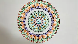 Easy multicolored Mandala for beginners using simple patterns |🌸