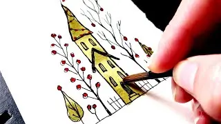 Whimsical Watercolor Wonky House