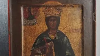 Икона  Святая Екатерина  двойной ковчег