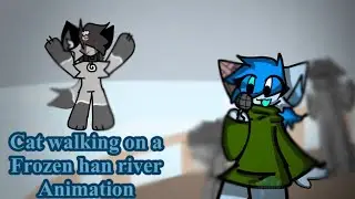 Cat walking on a frozen Han river 🗣️🔥