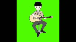a playing guitar acoustic animation 2d green screen.
