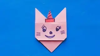 Оригами закладка уголок с котом для книг и личного дневника (ЛД).  Origami bookmark corner with cat
