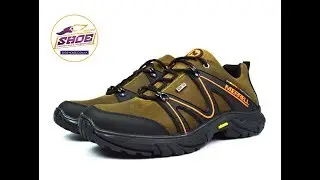 Коричневые кожаные мужские кроссовки комфорт MERRELL для повседневной носки