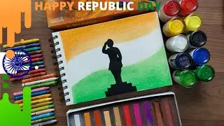 Republic Day Drawing With Oil Pastel | how to draw Republic day drawing easy  | 26 January 2021