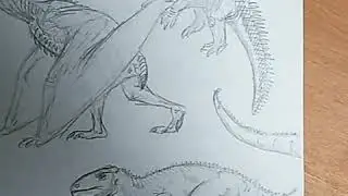 Godzilla, Anguirus, and other drawings by a kaiju fan