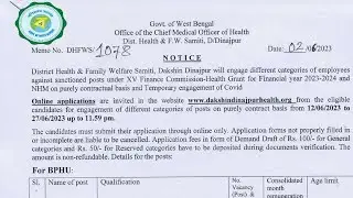 Dakshin dinajpur health staff nurse, medical officer recruitment 2023 | wbhealth recruitment