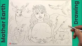 Save Mother Earth Beautiful Drawing | How To Draw Step By Step Environment Day Tutorial Video