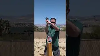 Having fun cutting water bottles in the backyard with a $135 Ryan Sword Kill Bill katana