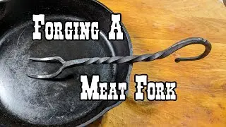 Basic blacksmithing forging a meat fork for campfire cooking