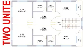 HOUSE PLAN DESIGN | EP 45 | 1100 SQUARE FEET TWO-UNIT HOUSE PLAN | LAYOUT PLAN