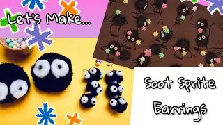 Making Soot Sprite / Susuwatari Pom Pom Earrings