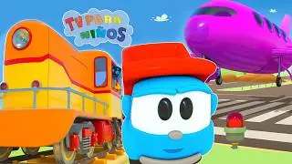 Leo el Camión - Los medios de transporte y los sonidos de transportes para niños - Aviones y Trenes