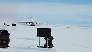 Troll airfield Antarctica, IL76 take of