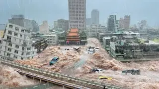 Taiwan is giving up! Storm and flash floods washed away roads and submerged houses, Typhoon Gaemi